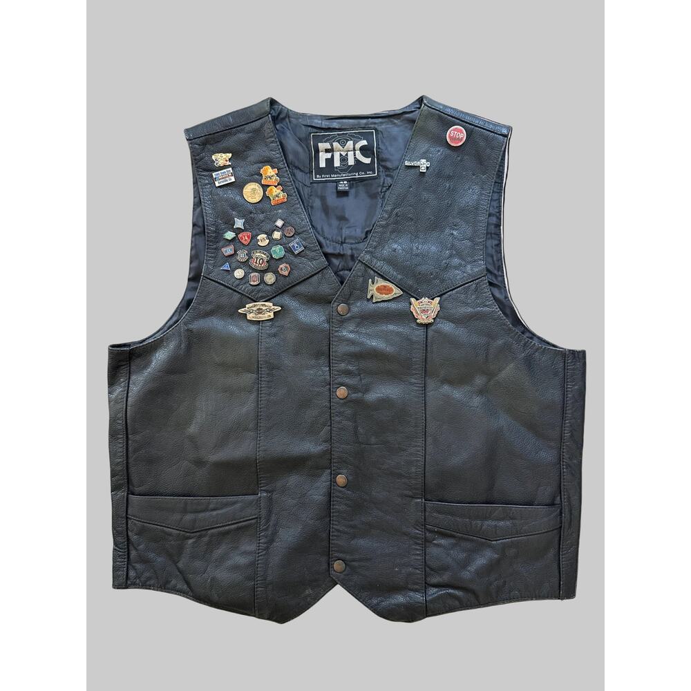 2008 FMC Harley-Davidson Eagle Leather Biker Vest Size 48 XL
